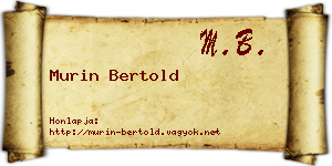 Murin Bertold névjegykártya